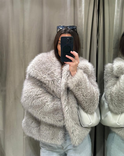 Veste Douce et Fluffy en Fourrure Synthétique pour Femme