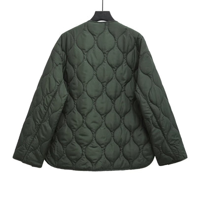 Manteau Zippé à Col Rond en Losanges